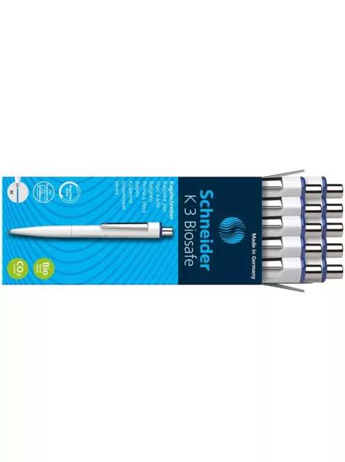 SCHNEIDER Golyóstoll, 0,5 mm, nyomógombos, SCHNEIDER "K3 Biosafe", kék