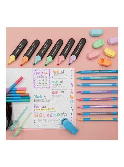 SCHNEIDER Golyóstoll készlet, 0,7 mm, kupakos, SCHNEIDER "Slider Edge XB Pastel", 8 különböző pasztell szín