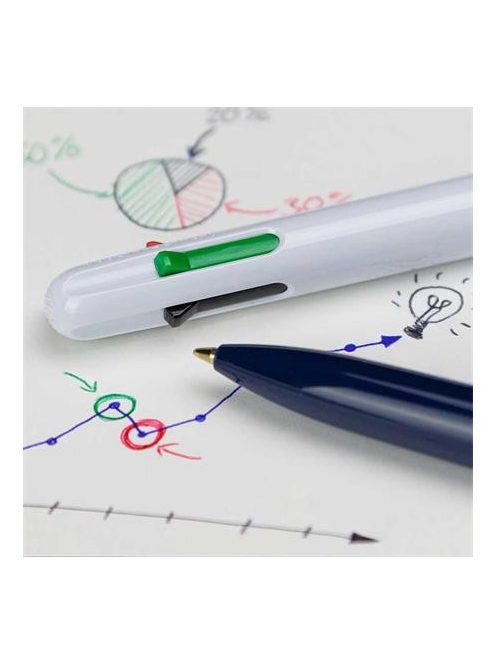 SCHNEIDER Golyóstoll, 0,5 mm, nyomógombos, négyszínű, SCHNEIDER "Take 4", sötétkék