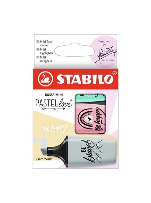 STABILO Szövegkiemelő készlet, STABILO, "Boss Mini Pastellove", 3 különböző szín