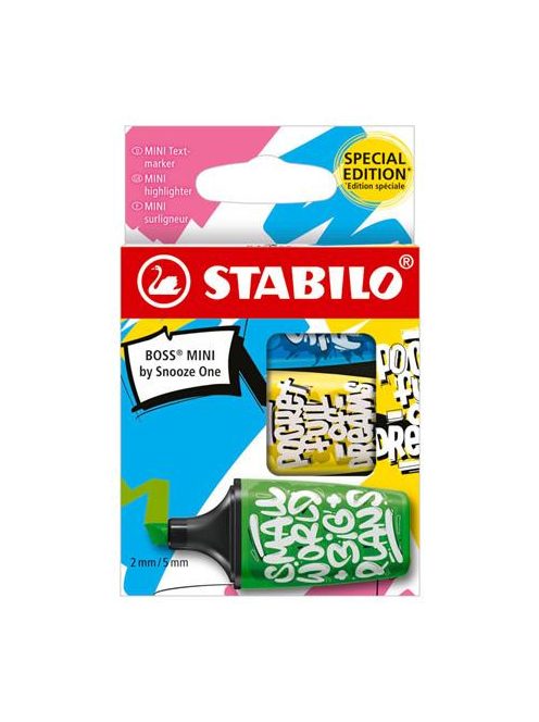 STABILO Szövegkiemelő készlet, 2-5 mm, STABILO, "Boss Mini Snooze One", 3 különböző szín