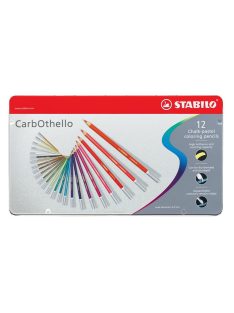   STABILO Pasztell ceruza készlet, kerek, fém doboz, STABILO "CarbOthello", 12 különböző szín