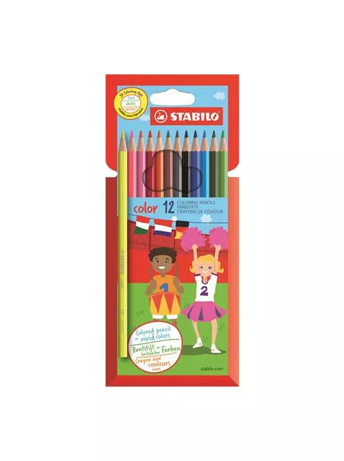 STABILO Színes ceruza készlet, hatszögletű, STABILO "Color", 12 különböző szín