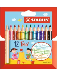   STABILO Színes ceruza készlet, háromszögletű, vastag, rövid, STABILO "Trio", 12 különböző szín