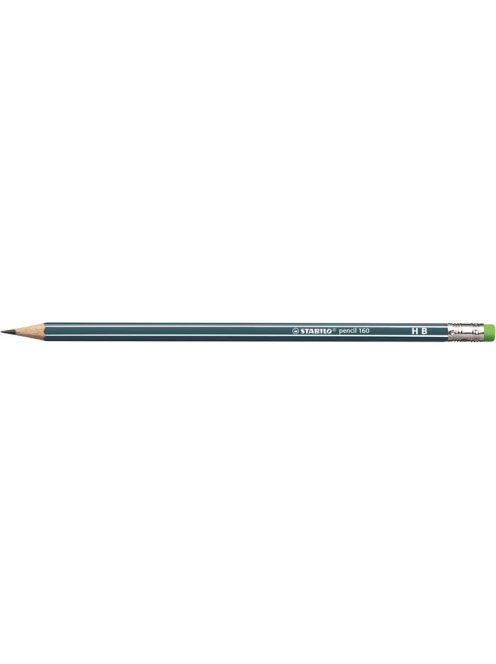 STABILO Grafitceruza radírral, HB, hatszögletű, STABILO "Pencil 160", olajzöld