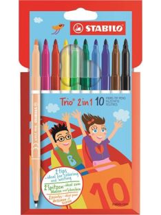   STABILO Filctoll készlet, 0,5-2 mm, kétvégű, STABILO "Trio 2 in 1", 10 különböző szín