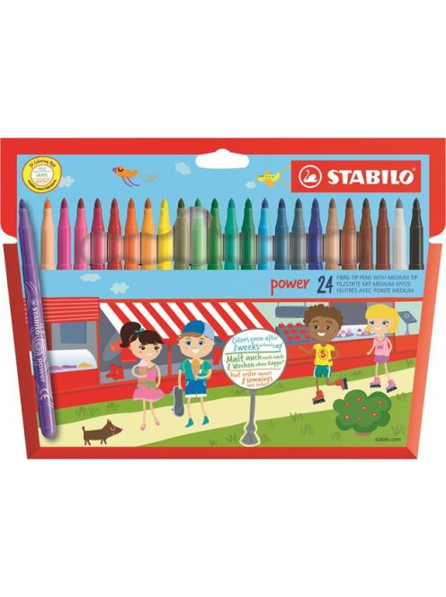 STABILO Filctoll készlet, 2 mm, STABILO "Power", 24 különböző szín