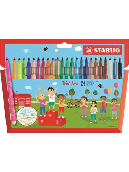 STABILO Filctoll készlet, 0,7 mm, STABILO "Trio A-Z", 24 különböző szín