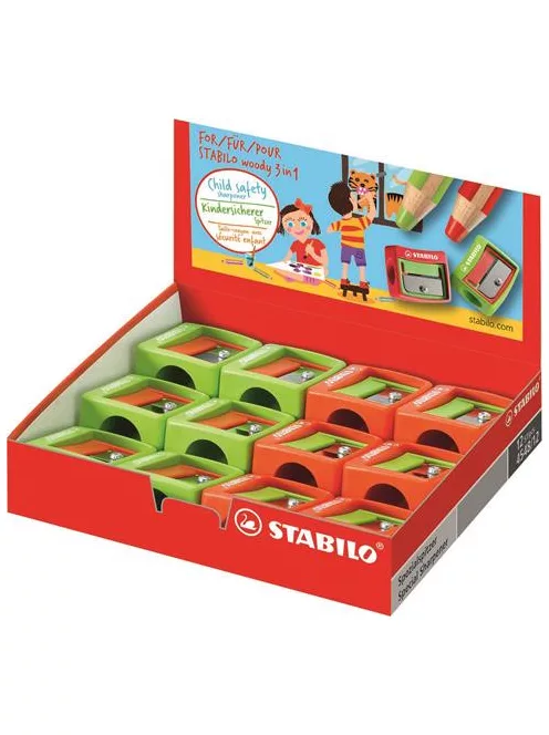 STABILO Hegyező, egylyukú, STABILO "Woody 3 in 1", vegyes színek