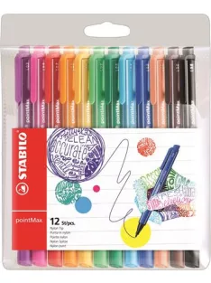   STABILO Filctoll készlet, 0,8 mm, STABILO "Point Max", 12 különböző szín