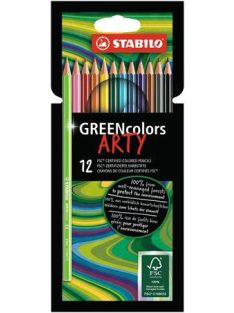   STABILO Színes ceruza készlet, hatszögletű, STABILO "GreenColors ARTY", 12 különböző szín