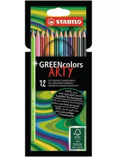   STABILO Színes ceruza készlet, hatszögletű, STABILO "GreenColors ARTY", 12 különböző szín