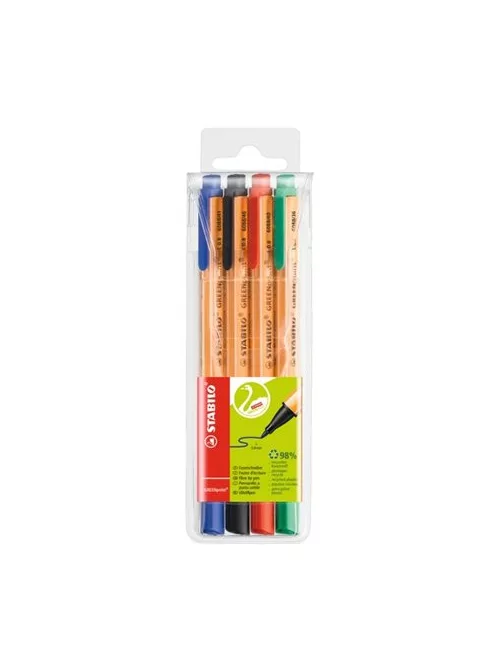 STABILO Filctoll készlet, 0,8 mm, STABILO "Greenpoint", 4 különböző szín