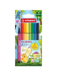   STABILO Filctoll készlet, 1 mm, STABILO "Pen 68 Mini Animal Vibes", 8 különböző szín