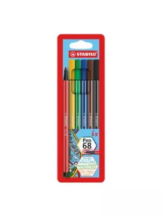   STABILO Filctoll készlet, 1 mm, STABILO "Pen 68", 6 különböző szín
