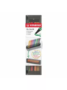   STABILO Filctoll készlet, 1 mm, STABILO "Pen 68", 10 db-os asztali készlet