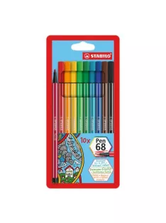   STABILO Filctoll készlet, 1 mm, STABILO "Pen 68", 10 különböző szín