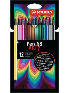   STABILO Filctoll készlet, 1 mm, STABILO "Pen 68 ARTY", 12 különböző szín