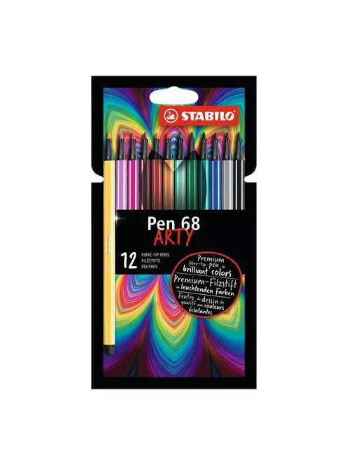 STABILO Filctoll készlet, 1 mm, STABILO "Pen 68 ARTY", 12 különböző szín