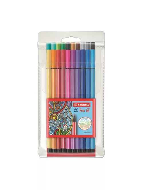STABILO Filctoll készlet, 1 mm, STABILO "Pen 68", 20 különböző szín
