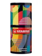 STABILO Filctoll készlet, hengeres fém doboz, 1 mm, STABILO "Pen 68 ARTY", 45 különböző szín