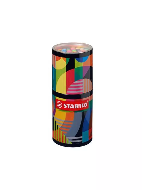 STABILO Filctoll készlet, hengeres fém doboz, 1 mm, STABILO "Pen 68 ARTY", 45 különböző szín