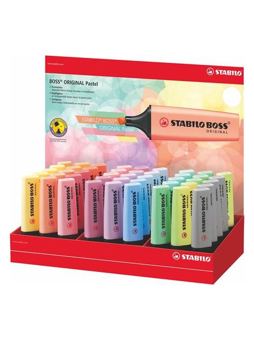 STABILO Szövegkiemelő display, 2-5 mm, STABILO "BOSS Pastel", vegyes pasztell színek