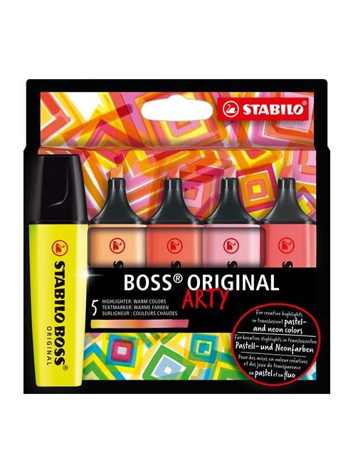 STABILO Szövegkiemelő készlet, 2-5 mm, STABILO "BOSS original Arty", 5 meleg szín