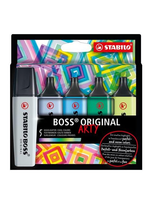 STABILO Szövegkiemelő készlet, 2-5 mm, STABILO "BOSS original Arty", 5 hideg szín