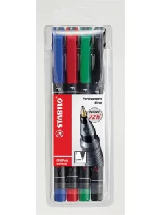   STABILO Alkoholos marker készlet, 0,7 mm, STABILO "OHPen F", 4 különböző szín