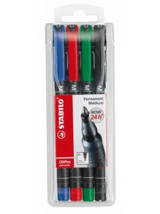   STABILO Alkoholos marker készlet, 1 mm, STABILO "OHPen M", 4 különböző szín