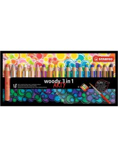   STABILO Színes ceruza készlet, kerek, vastag, STABILO "Woody ARTY 3 in 1", 18 különböző szín