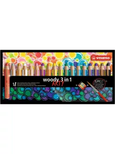   STABILO Színes ceruza készlet, kerek, vastag, STABILO "Woody ARTY 3 in 1", 18 különböző szín