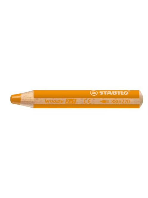 STABILO Színes ceruza, kerek, vastag, STABILO "Woody 3 in 1", narancssárga