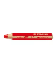   STABILO Színes ceruza, kerek, vastag, STABILO "Woody 3 in 1", piros