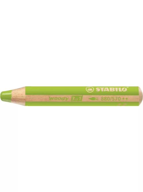 STABILO Színes ceruza, kerek, vastag, STABILO "Woody 3 in 1", világoszöld