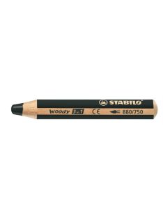   STABILO Színes ceruza, kerek, vastag, STABILO "Woody 3 in 1", fekete
