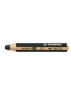   STABILO Színes ceruza, kerek, vastag, STABILO "Woody 3 in 1", fekete