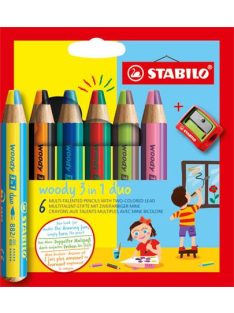   STABILO Színes ceruza készlet, STABILO "Woody 3 in 1 duo", 6 dupla vegyes szín