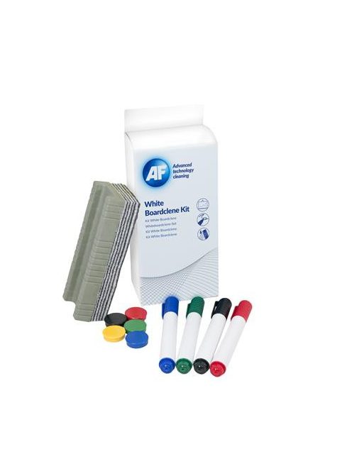 AF Tisztítófolyadék, táblához, szivaccsal, törlőkendővel, mágnessel, táblafilccel, 125 ml, AF "Whiteboard cleaning kit"