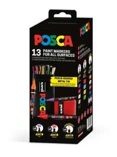   UNI Dekormarker készlet, Posca fém dobozos, UNI "Posca", 13 különböző szín