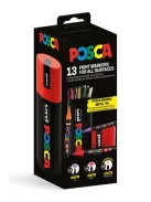 UNI Dekormarker készlet, Posca fém dobozos, UNI "Posca", 13 különböző szín