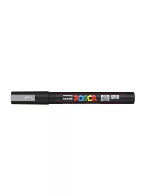 UNI Dekormarker, 0,9-1,3 mm, UNI "Posca PC-3M", ezüst
