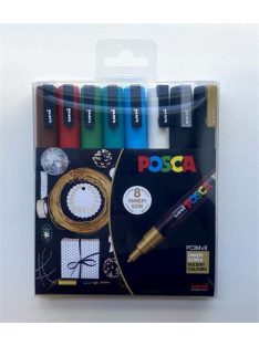   UNI Dekormarker készlet, 0,9-1,3 mm, UNI "Posca PC-3M Holiday", 8 különböző szín