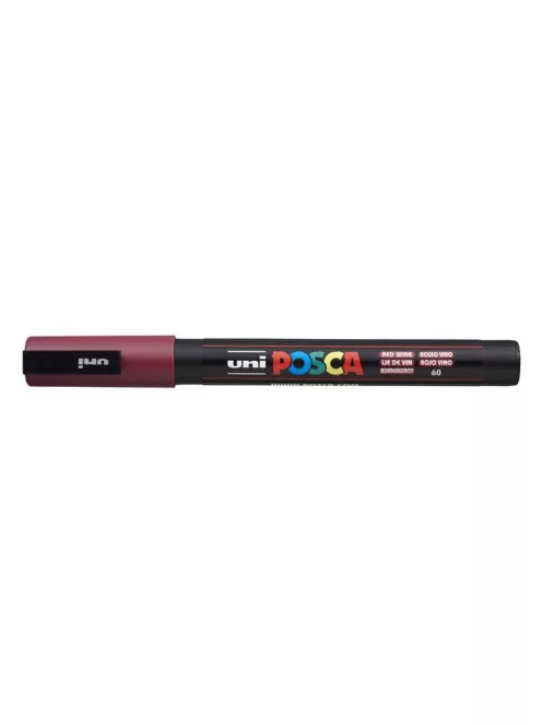 UNI Dekormarker, 0,9-1,3 mm, UNI "Posca PC-3M", vörösbor