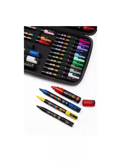 UNI Dekormarker készlet, táskában, UNI "Posca", 40 darabos