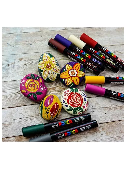 UNI Dekormarker készlet, 1,8-2,5 mm, UNI "Posca PC-5M", 16 különböző szín