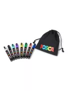 UNI Dekormarker készlet, 1,8-2,5 mm, UNI "Posca Pouch PC-5M", 8 különböző szín, tartóval