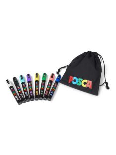   UNI Dekormarker készlet, 1,8-2,5 mm, UNI "Posca Pouch PC-5M", 8 különböző szín, tartóval