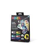 UNI Dekormarker készlet, 1,8-2,5 mm, UNI "Posca Pouch PC-5M", 8 különböző szín, tartóval